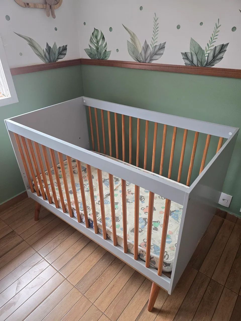 Colchão + Berço 3 Em 1 Retrô Lígia Cinza Carolina Baby - Foto 5