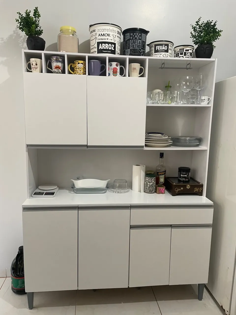 Armário de Cozinha Branco 6 Portas 1 Gaveta