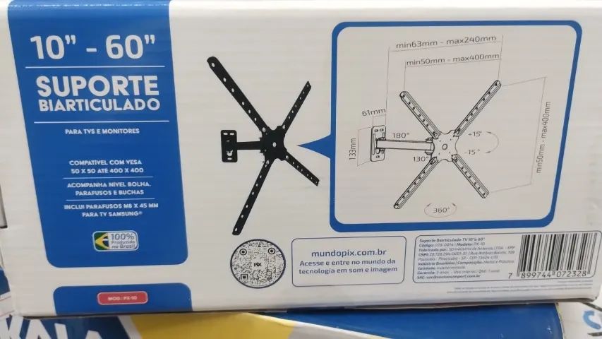 SUPORTE P/ TV BIARTICULADO 10'' A 56''