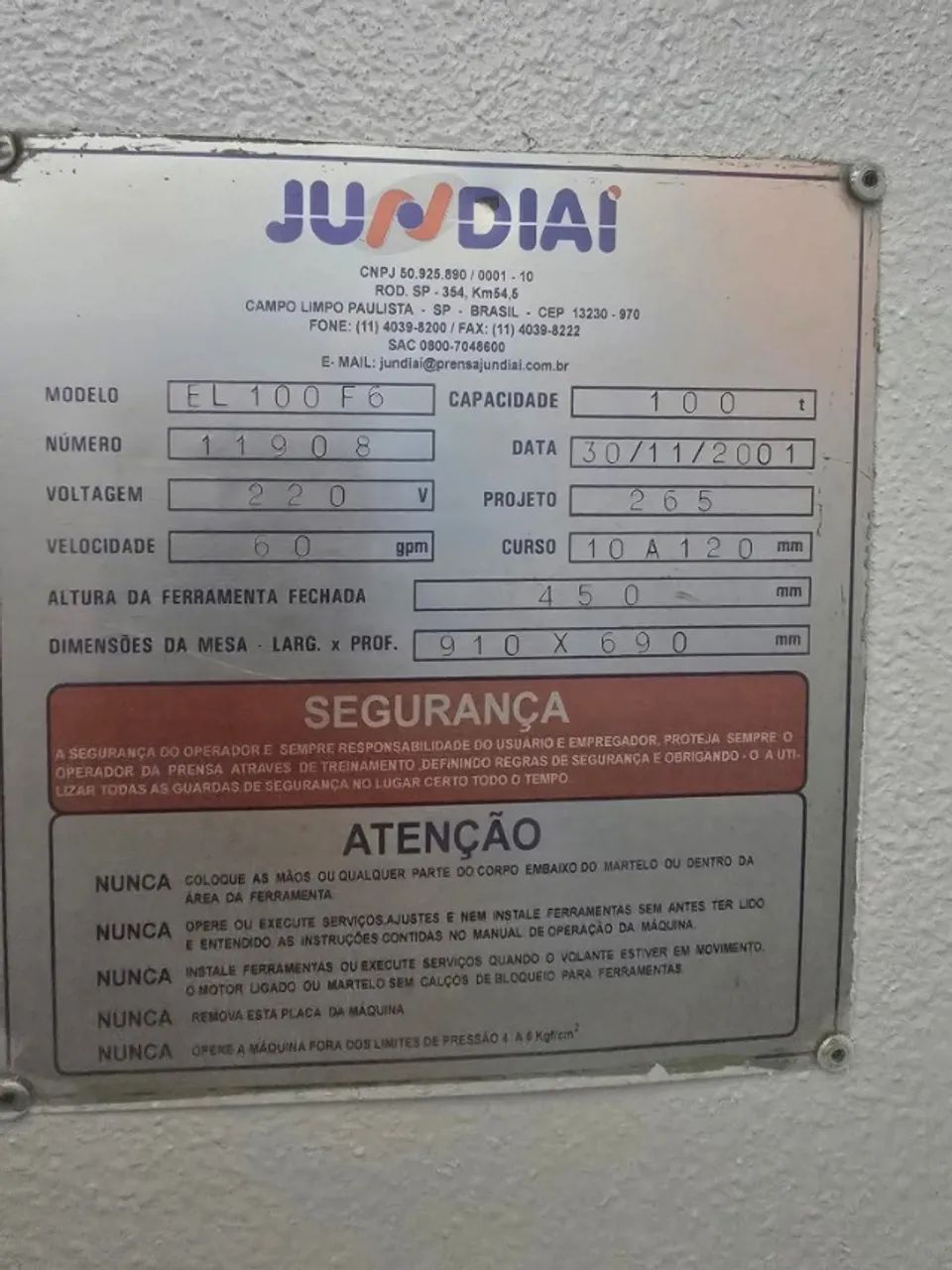 prensa excentrica jundiai freio fricção 100t - Foto 2