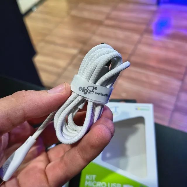 Carregador 5v micro usb para celular + cabo micro usb, cabo trançado reforçado original el - Foto 3