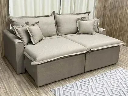 Sofá Cama 3 Lugares em Linho Retrátil e Reclinável
