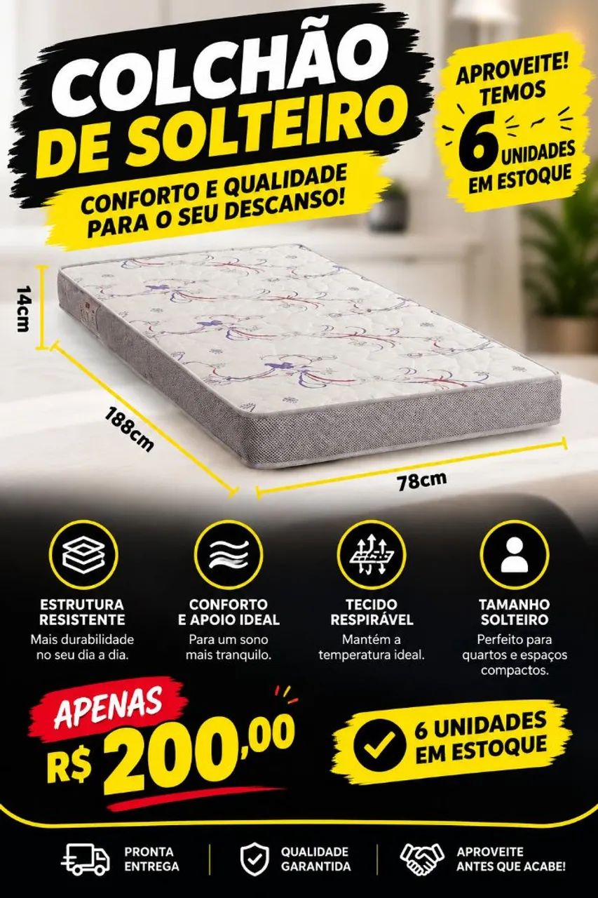 COLCHÃO SOLTEIRO D22 EM PROMOÇÃO