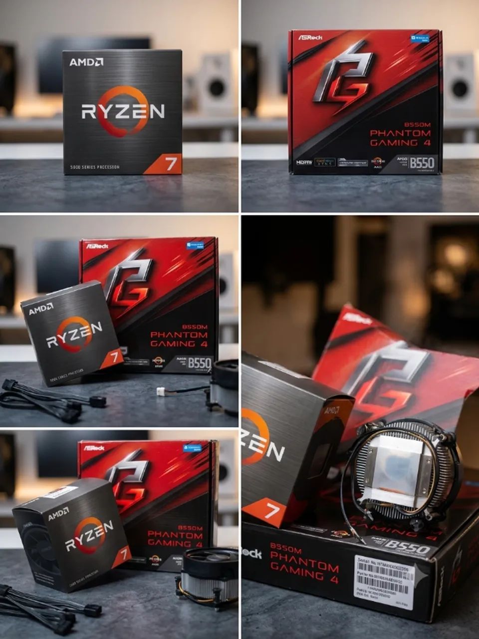 Kit Gamer Ryzen 7 5700X + Placa-Mãe ASRock B550M Phantom Gaming 4