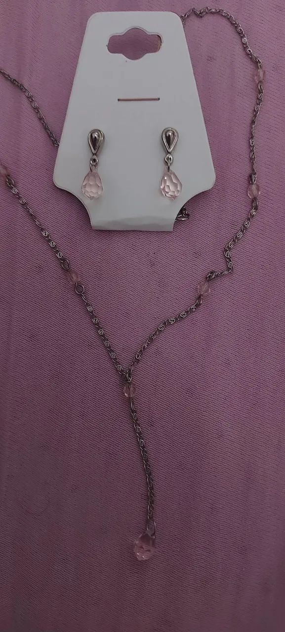 conjunto de colar e brincos com gotas de cristais, novo - Foto 5