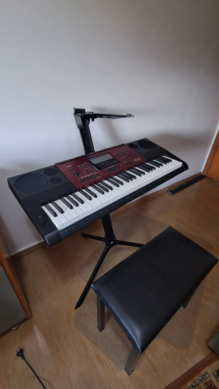 Teclado Casio + suporte + banco