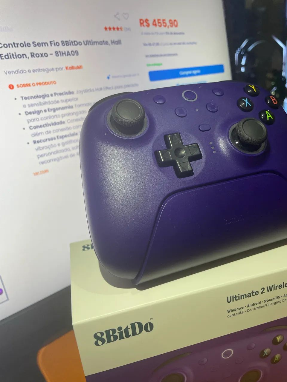 Controle 8BITDO Ultimate 2 Roxo  - Foto 3