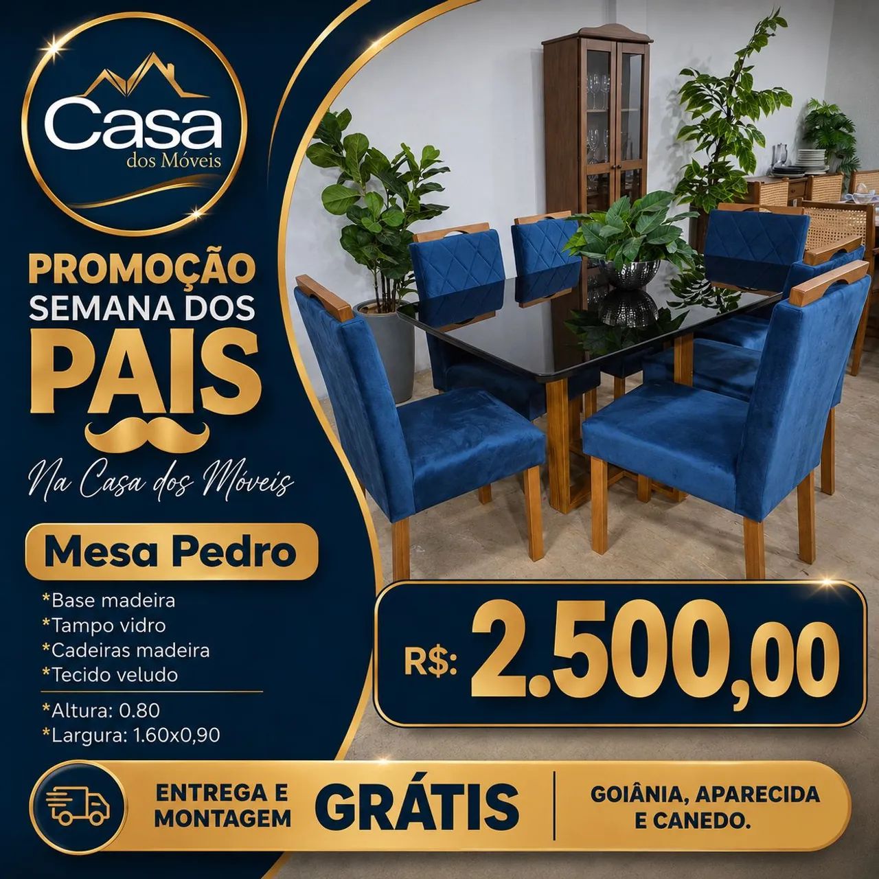 Mesa 6cd com base em madeira 