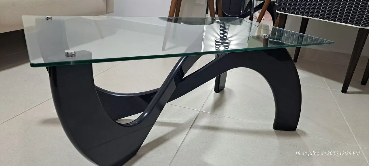 Mesa de Centro em Vidro com Base Moderna - Foto 3