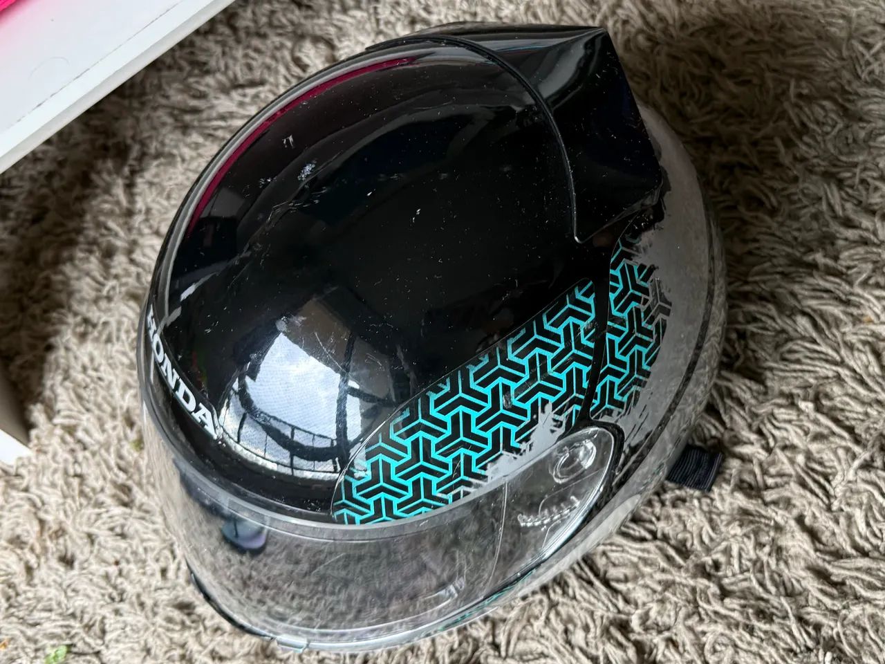 Capacete Honda Hfs Preto E Verde Original - Foto 4