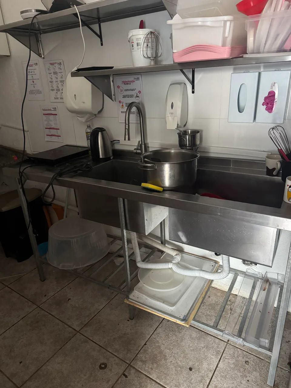 Pia bancada inox com 2 Cubas fundas - Foto 2