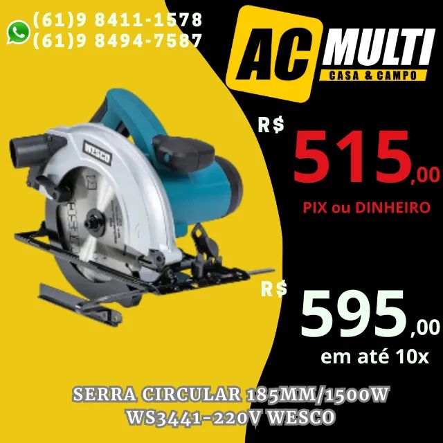 Serra Circular 185mm/1500W WS3441-220V WESCO