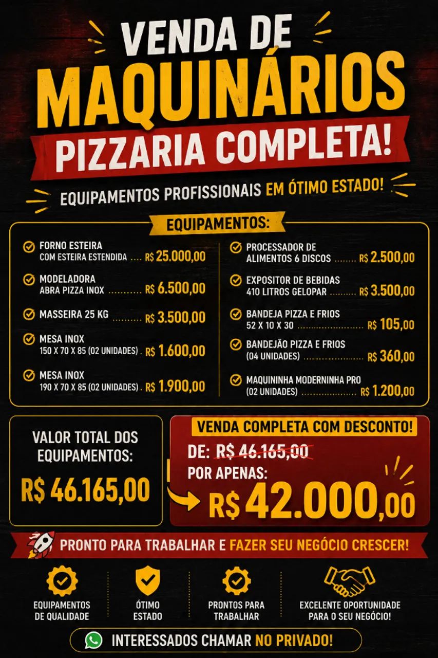 Venda Maquinários de Pizzaria Completo 