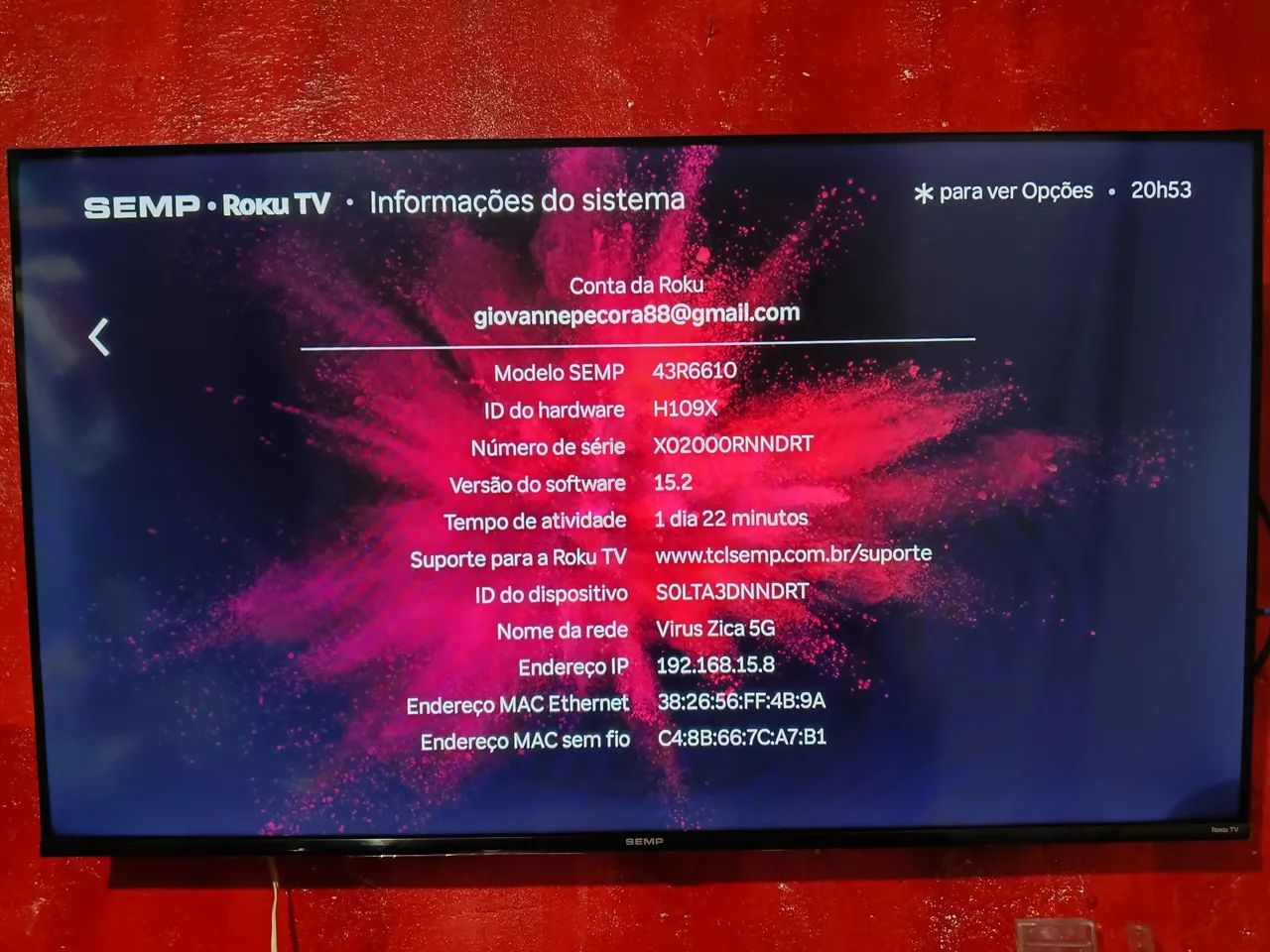 Televisão Marca Semp Rokus 43Polegas 