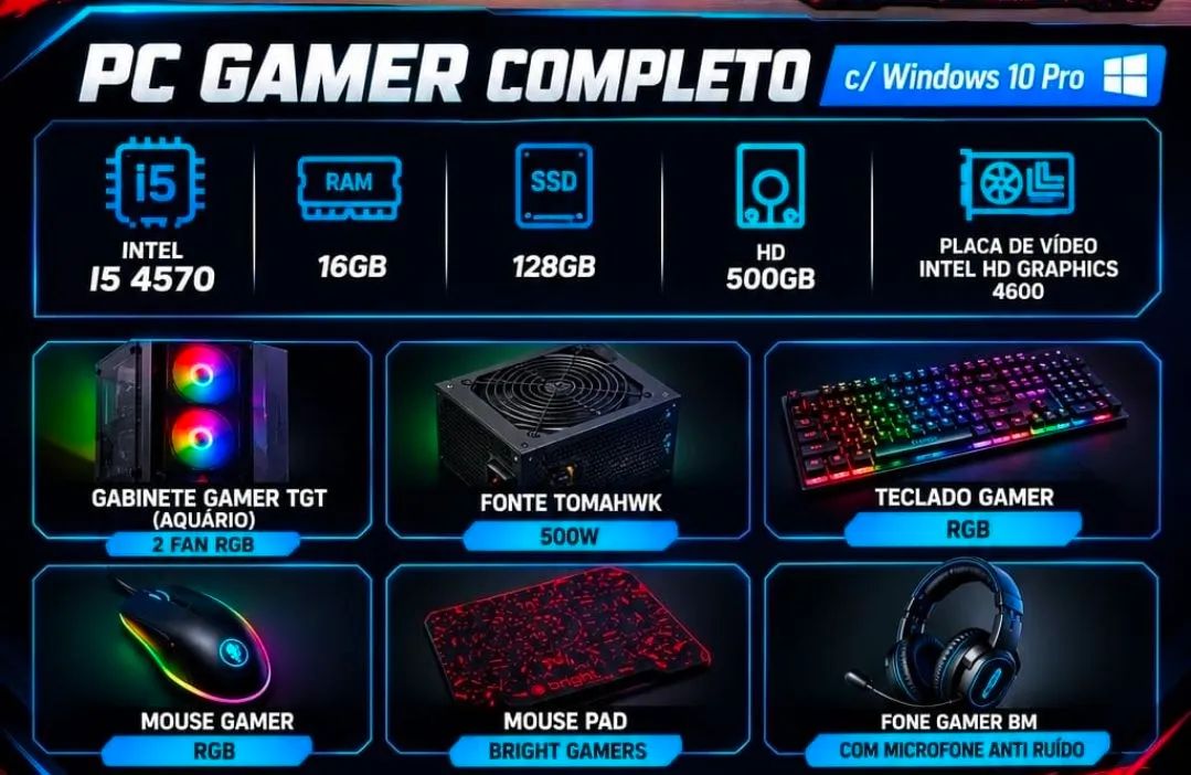 PC Gamer Completo c/ Windows 10Pro (Ideal para Jogos e Trabalho) - Foto 2