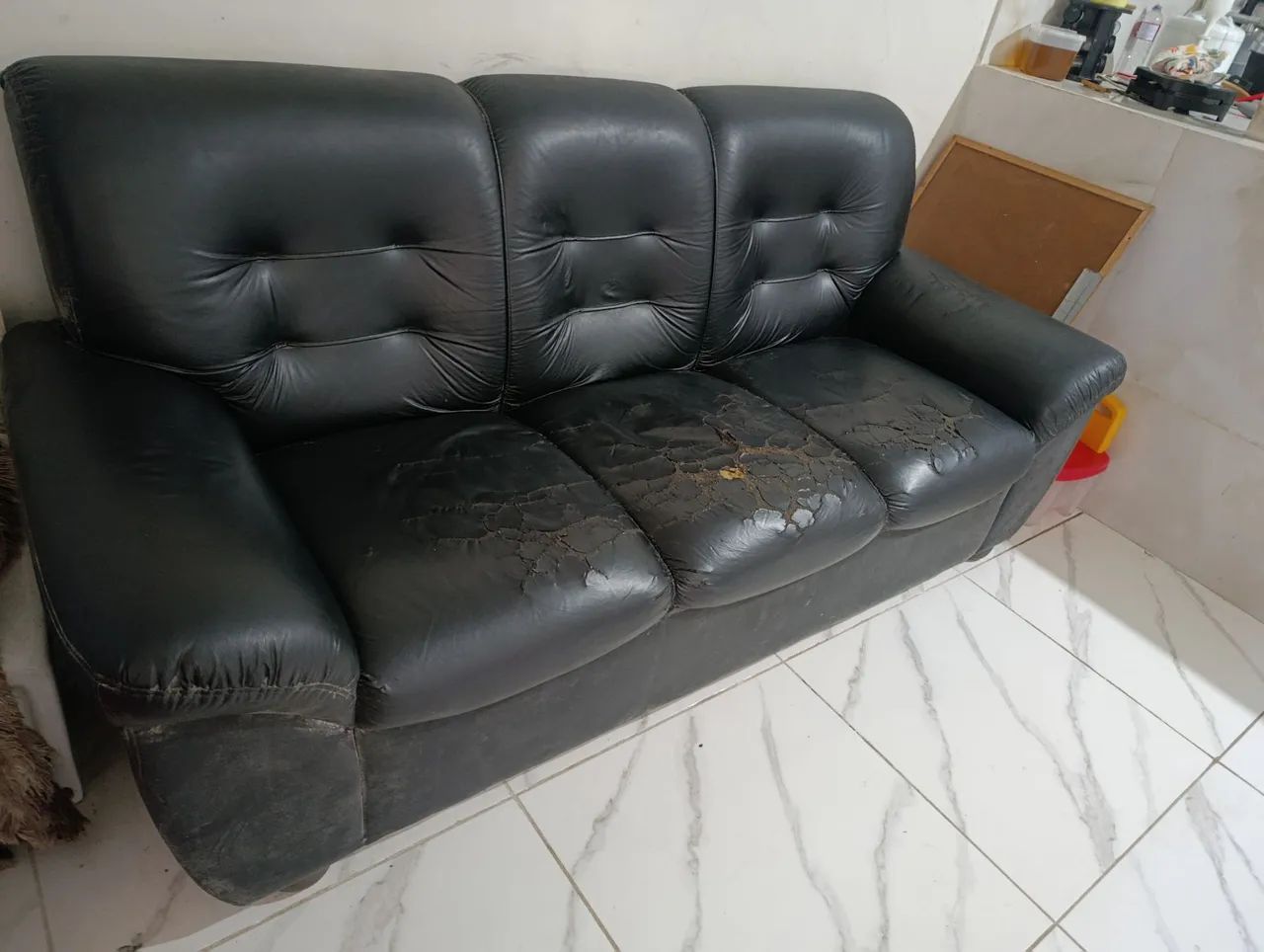 Sofs preto de couro - Foto 4