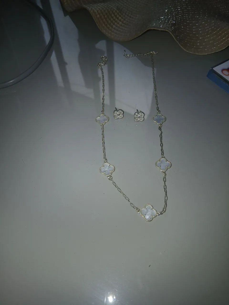 Colar prata e brinco 925 modelo madre perola - Foto 2
