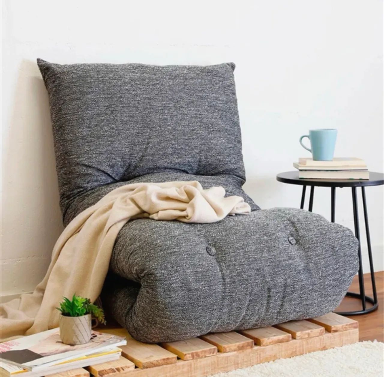 Futon Dobrável de Espuma Solteiro Grafite  - Foto 2