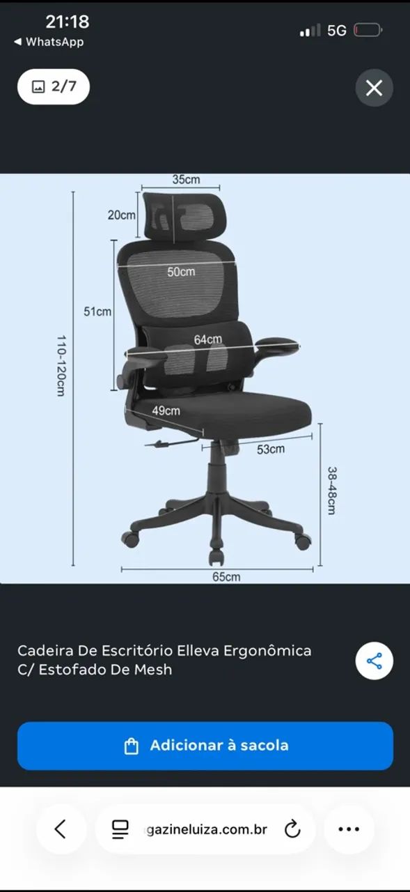 Cadeira escritório NOVA  - Foto 4