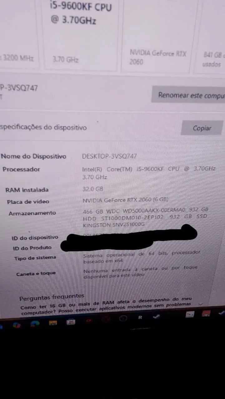 Vendo/troco Pc gamer i5 9600kf + Rtx 2060 em notebook - Foto 3