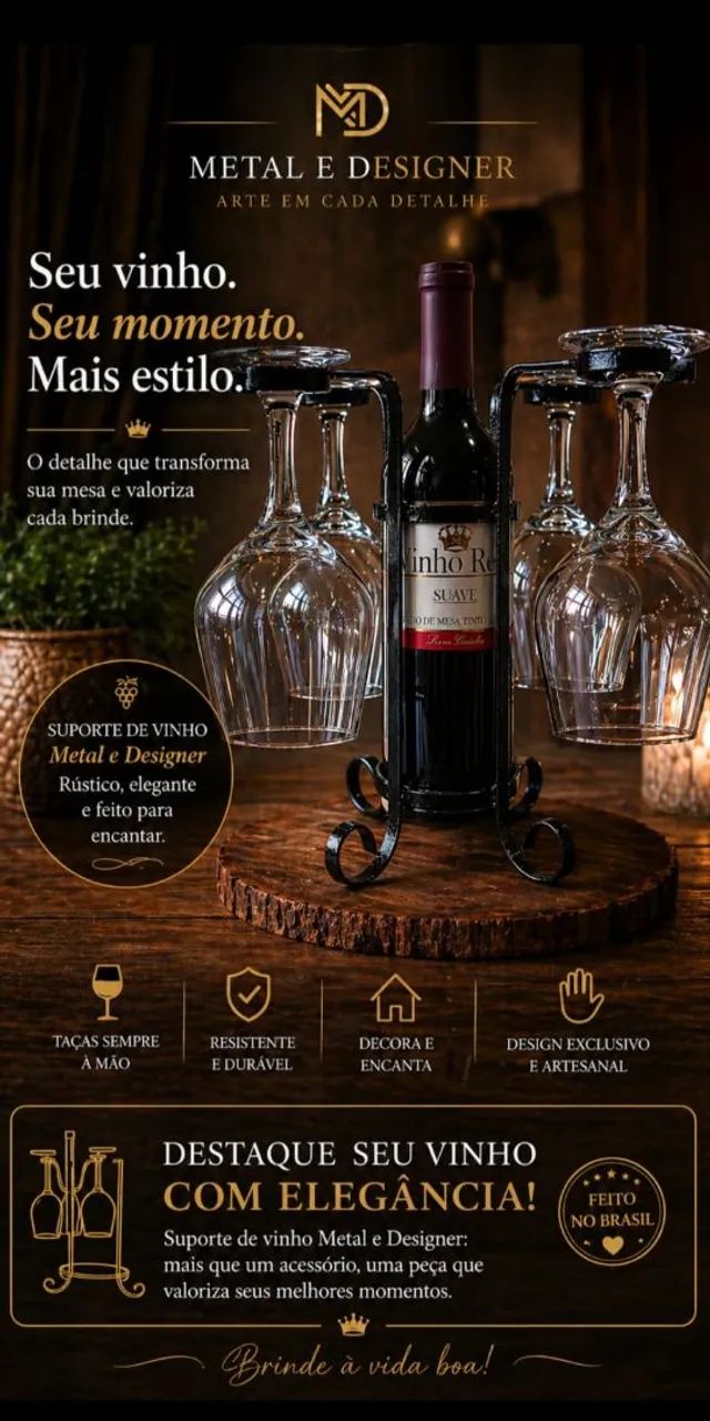 Suporte Adega de vinho 4 taças  - Foto 2