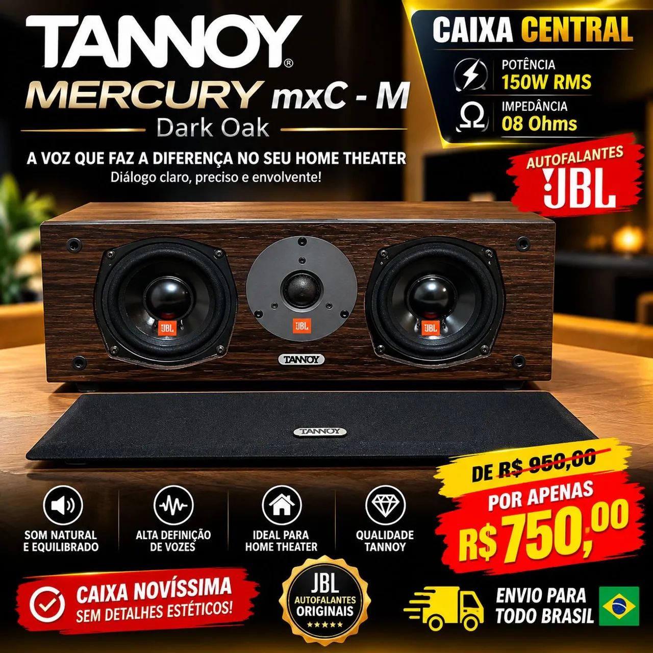 Caixa Central TANNOY MERCURY mxC 150W / 08 Ohms
