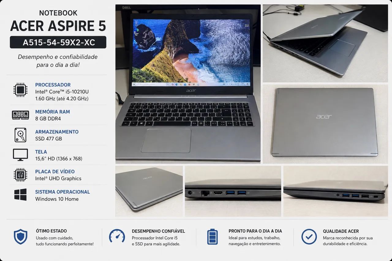 Notebook Acer Aspire 5 A515 i5, 8GB RAM, SSD 500gb