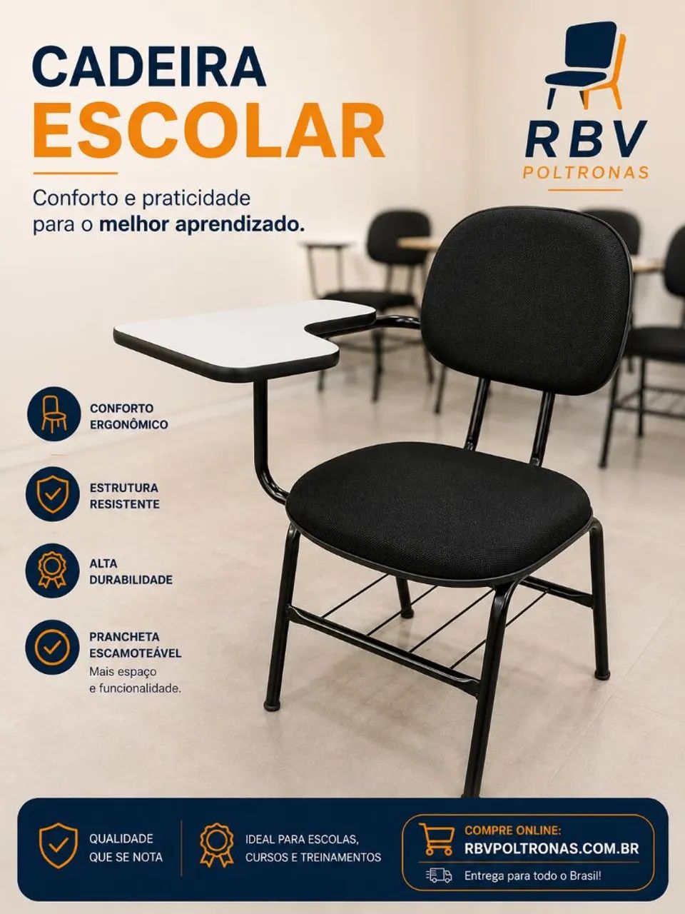 Cadeiras universitárias RBV - Foto 3