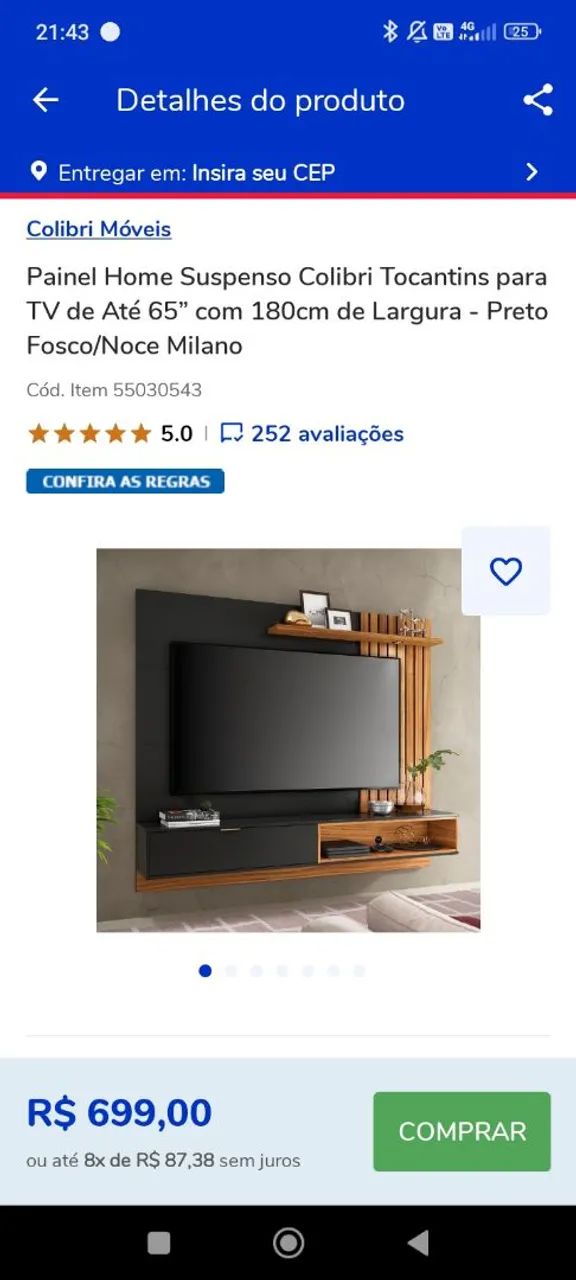 Painel de para tv de até 50 polegadas 