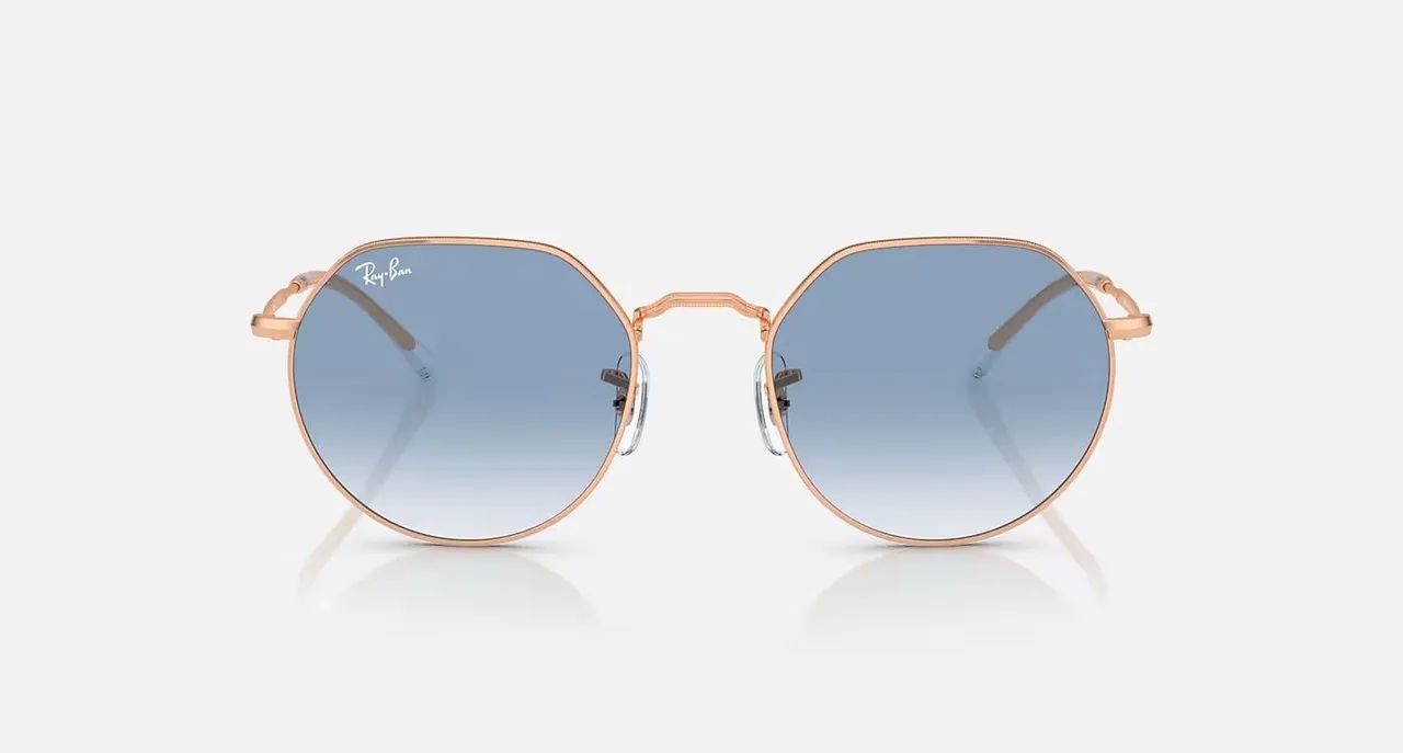 Óculos Ray-Ban Octagonal Ouro Rosado Azul 53 Original Novo - Foto 3