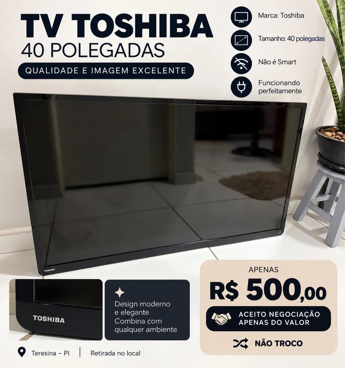 TV Toshiba 40 não é smart  - Foto 5
