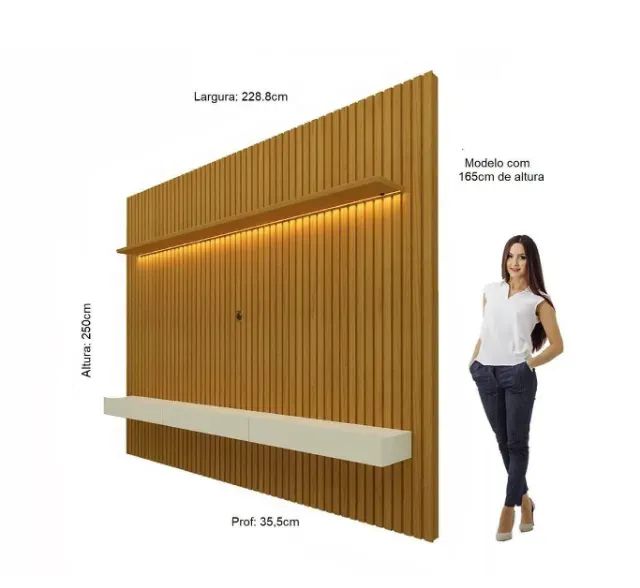 Painel Ripado Com Rack Para TV De Até 90 Polegadas - Foto 2