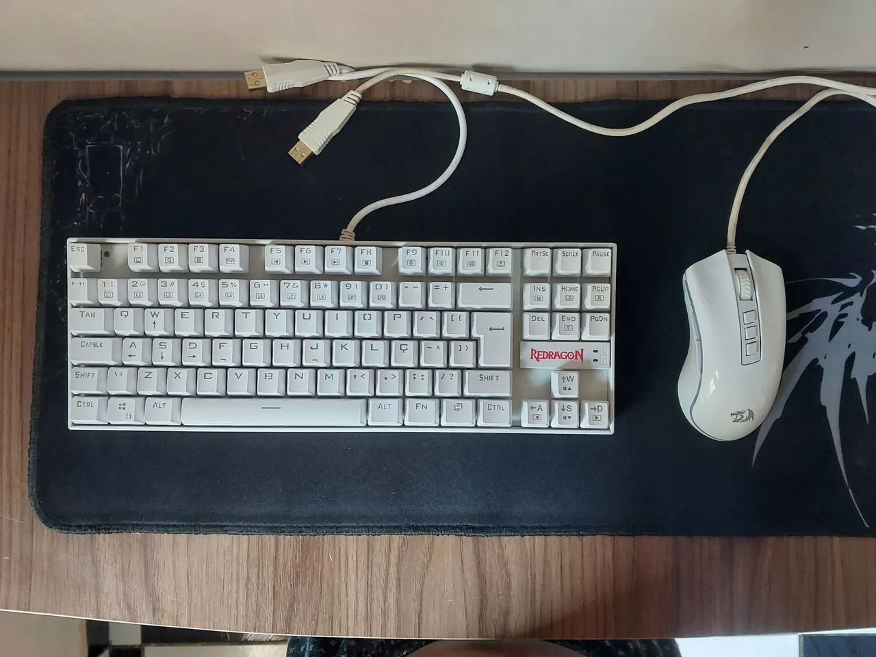 Mouse e teclado redragon branco
