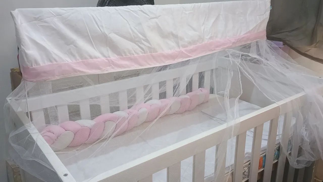 Berço retro em MDF 2 em 1 branco  - Foto 2
