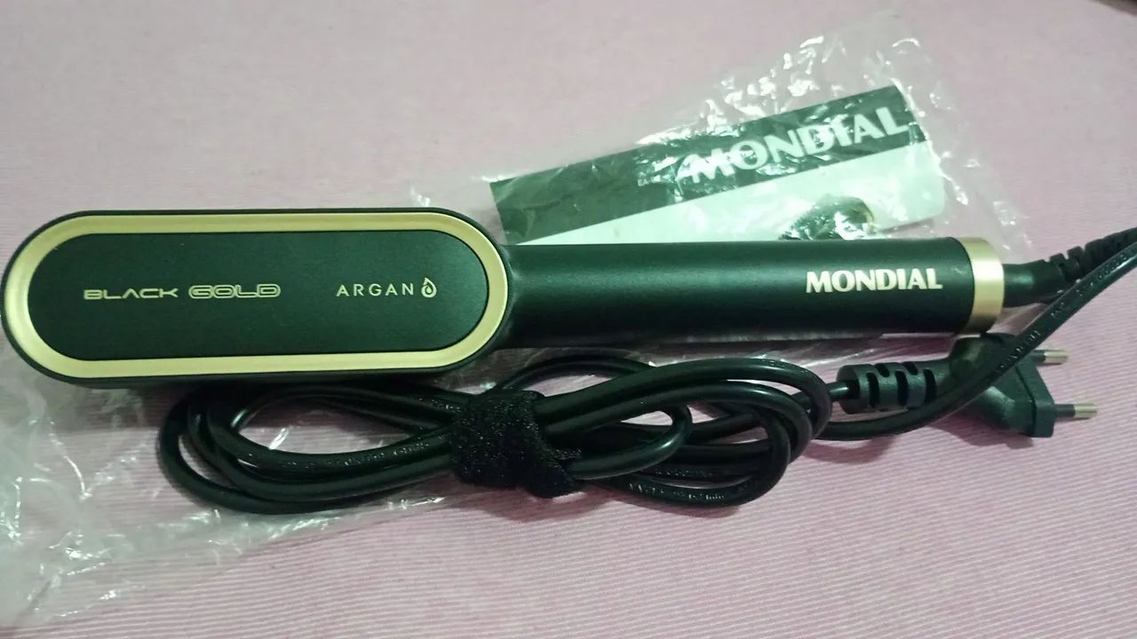 Escova Alisadora Mondial Black Gold Argan - Nova Na Caixa - Foto 3