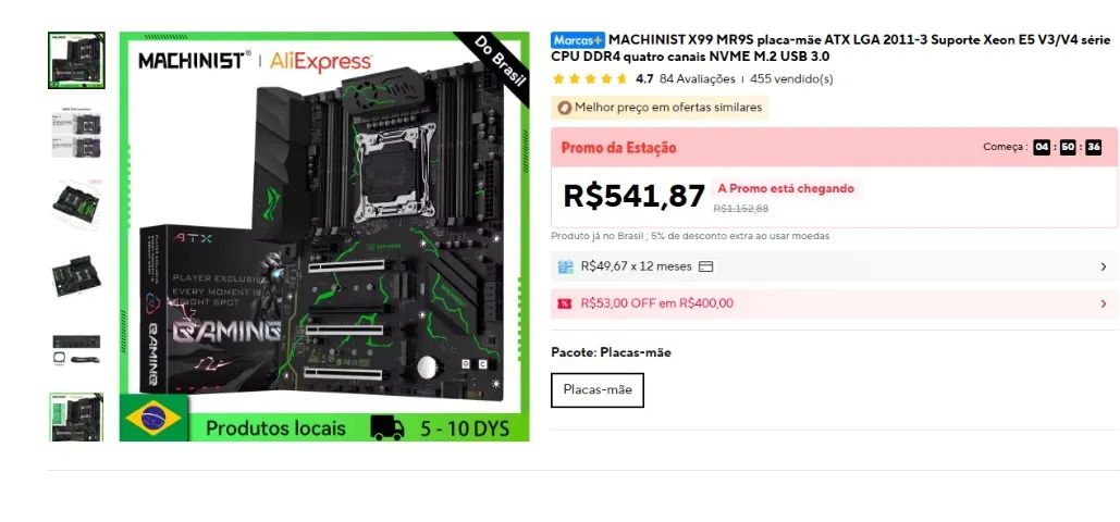 Placa Mãe MACHINIST X99 MR9S NOVA,ZERO BALA