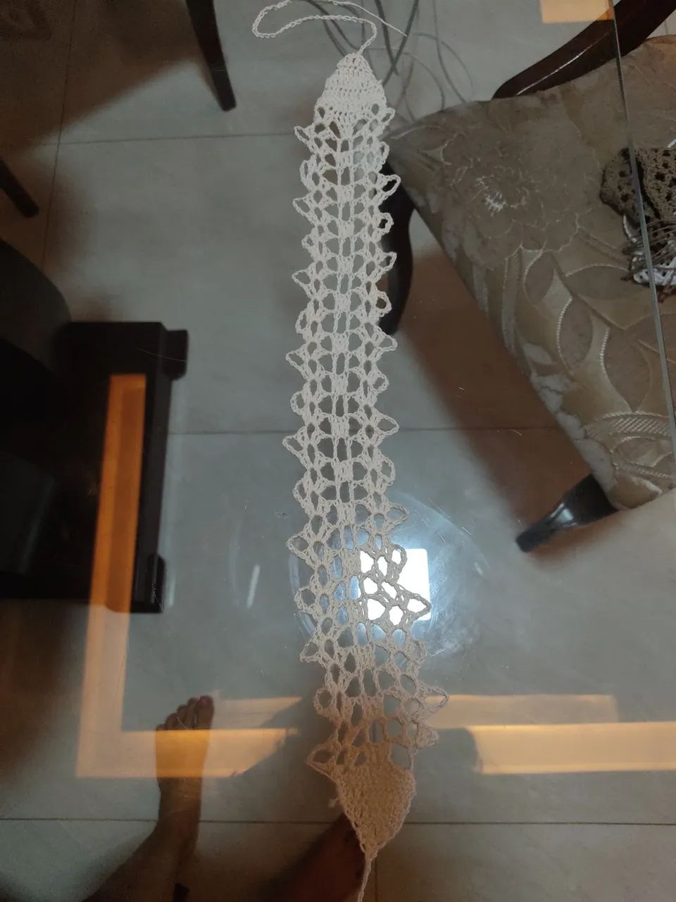 Bandana branca de crochê(2mm)