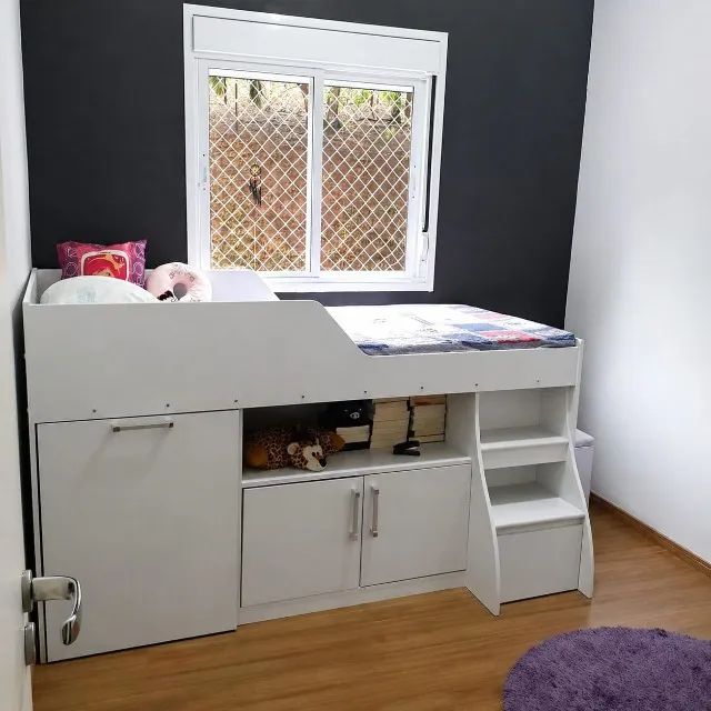 Cama Infantil / Juvenil ou Solteiro Multifuncional com Escrivaninha
