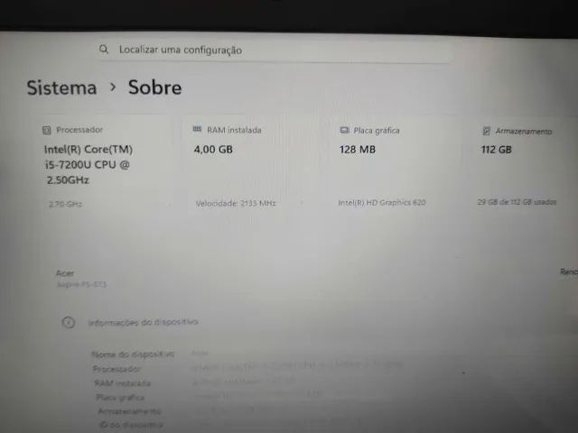 NOTEBOOK ACER CORE I5 7200U - usado - Foto 2