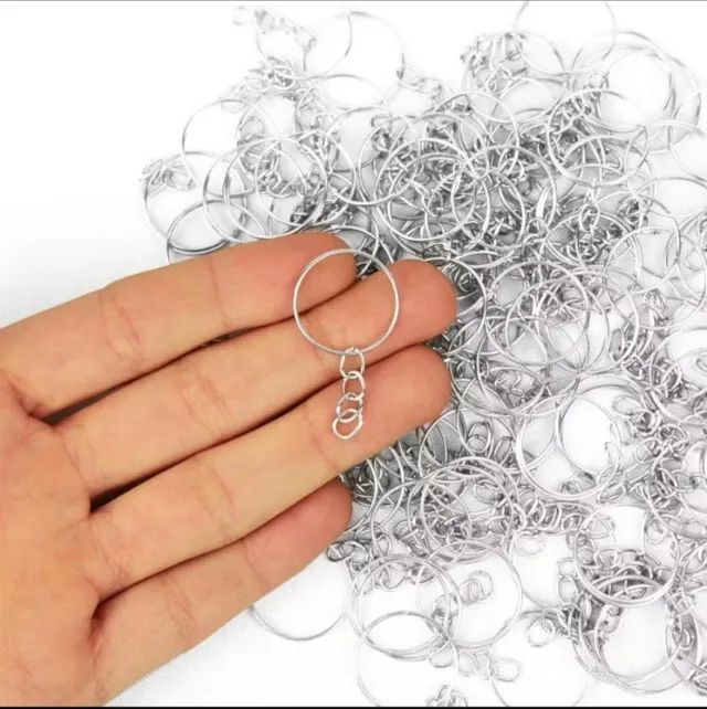 100 argolas para chaveiro 20mm com corrente 