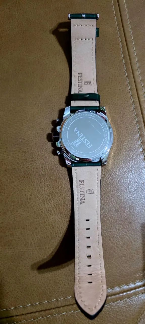 Relógio Festina verde com pulseira de couro  - Foto 3