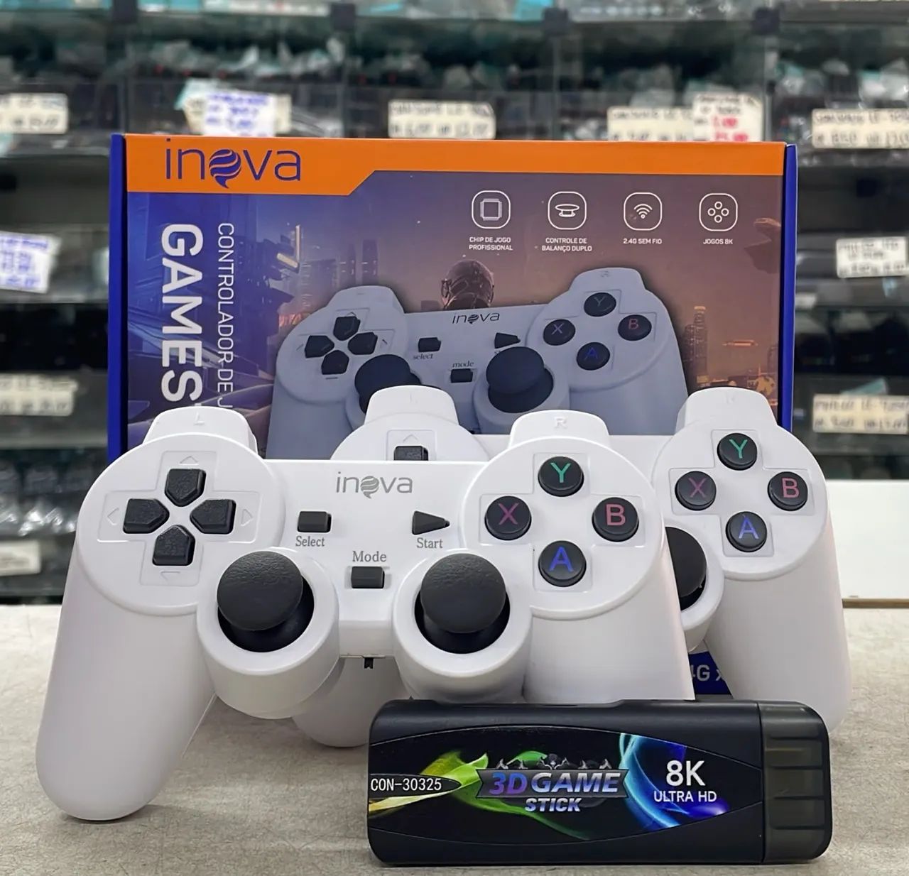 Game stick retrô com 2 controles