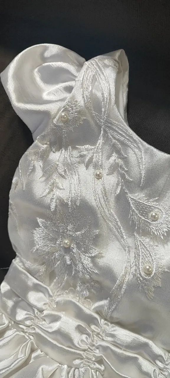 Vestido infantil branco cetim  - Foto 2