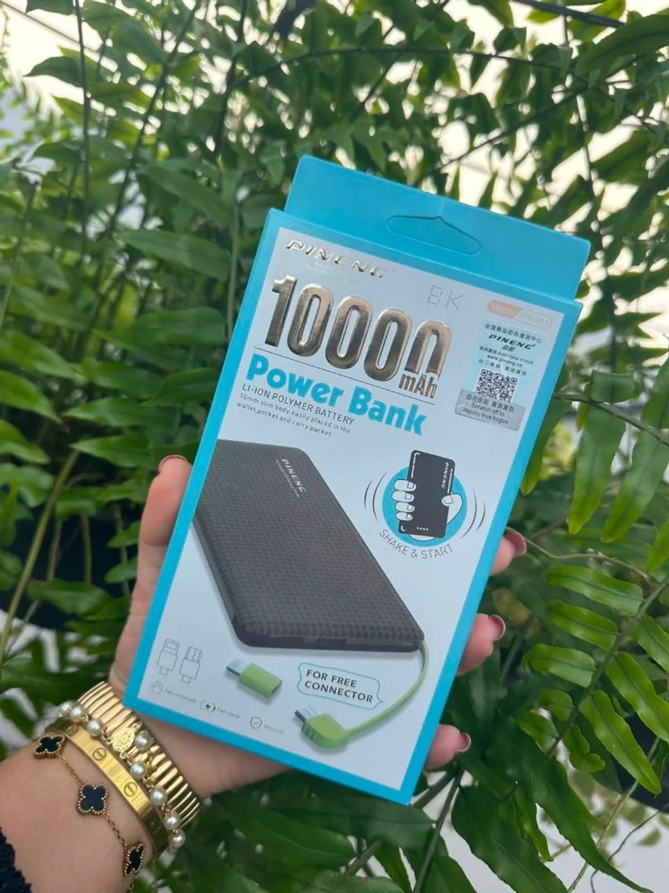 Carregador portátil Power Bank com cabo