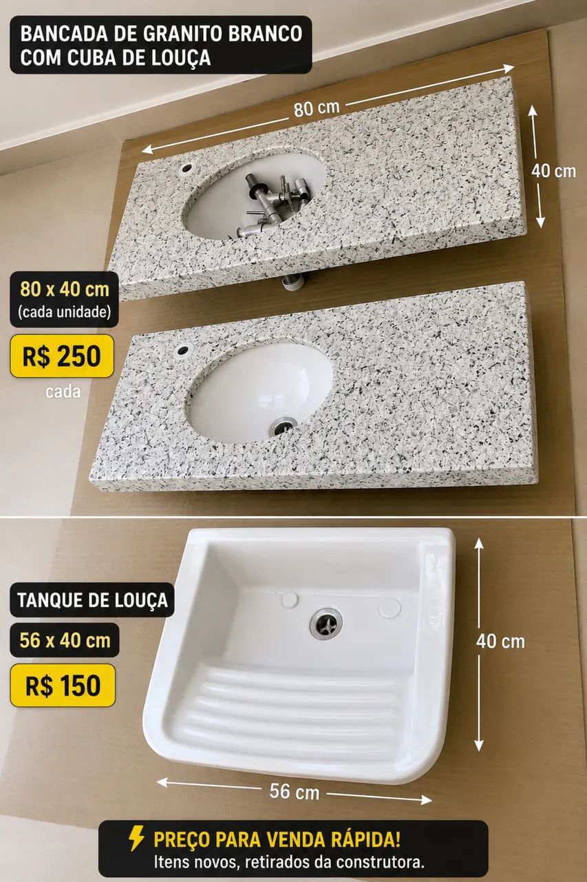 1 tanque e 2 bancadas de granito 