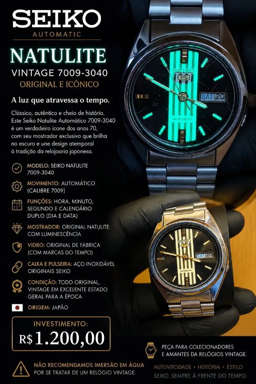 Relógio seiko natulite * vintage 