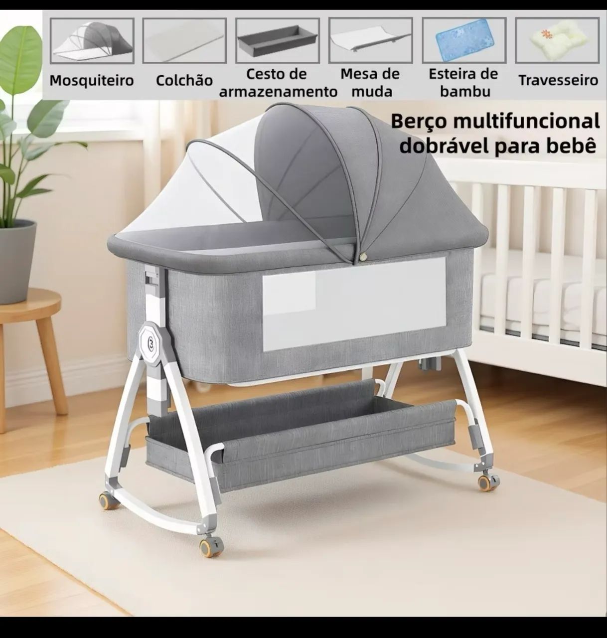 Berço Moisés portátil multifuncional com colchão  - Foto 2