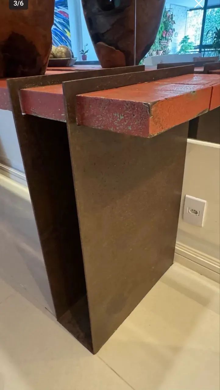 Aparador de madeira com aço corten + mesa de canto - Foto 3