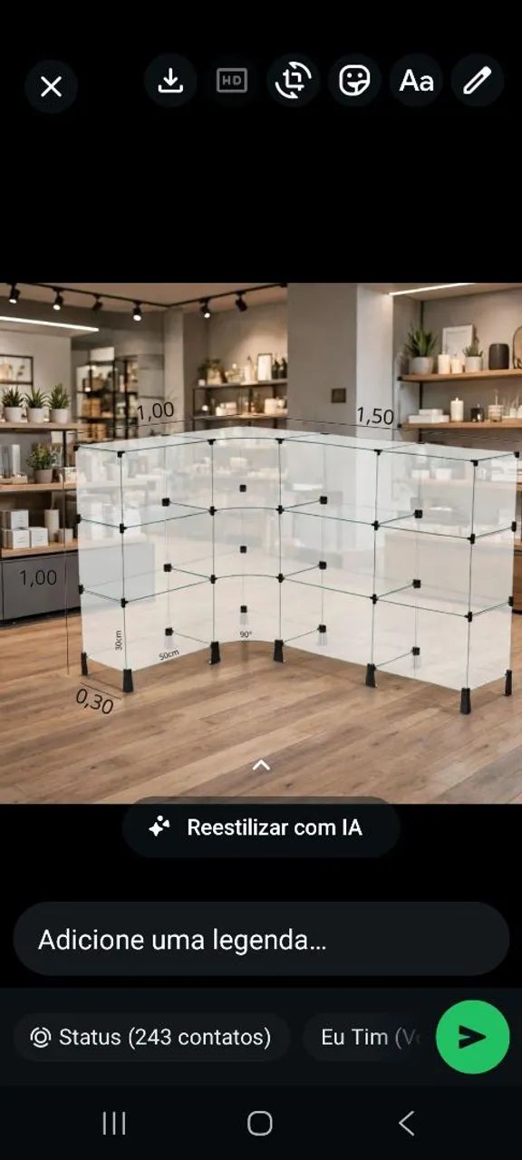 Balcão expositor vitrine vidro 