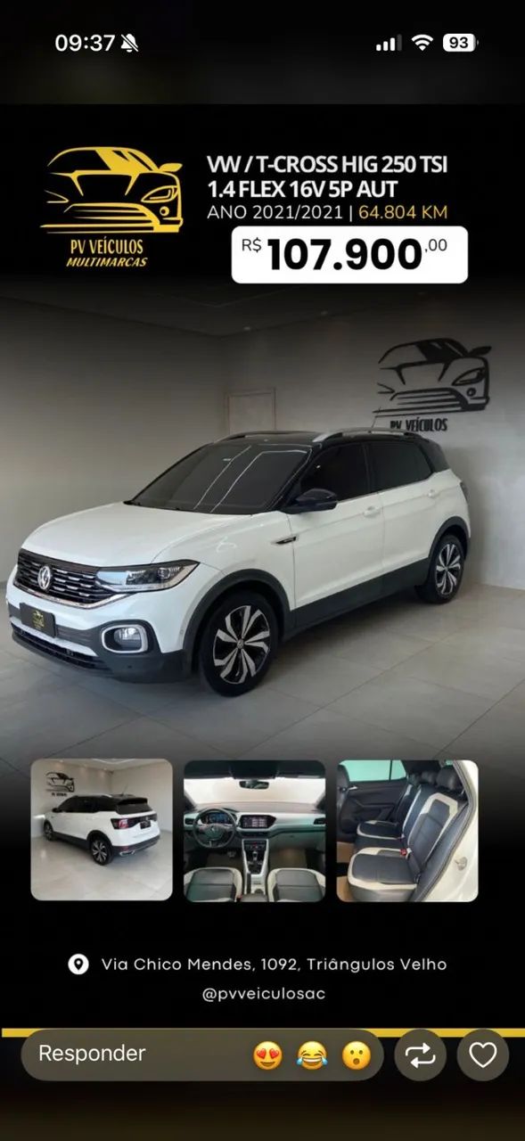 Volkswagen T-Cross HIGHLINE 1.4 TSI FLEX 16V 5P AUT 2021